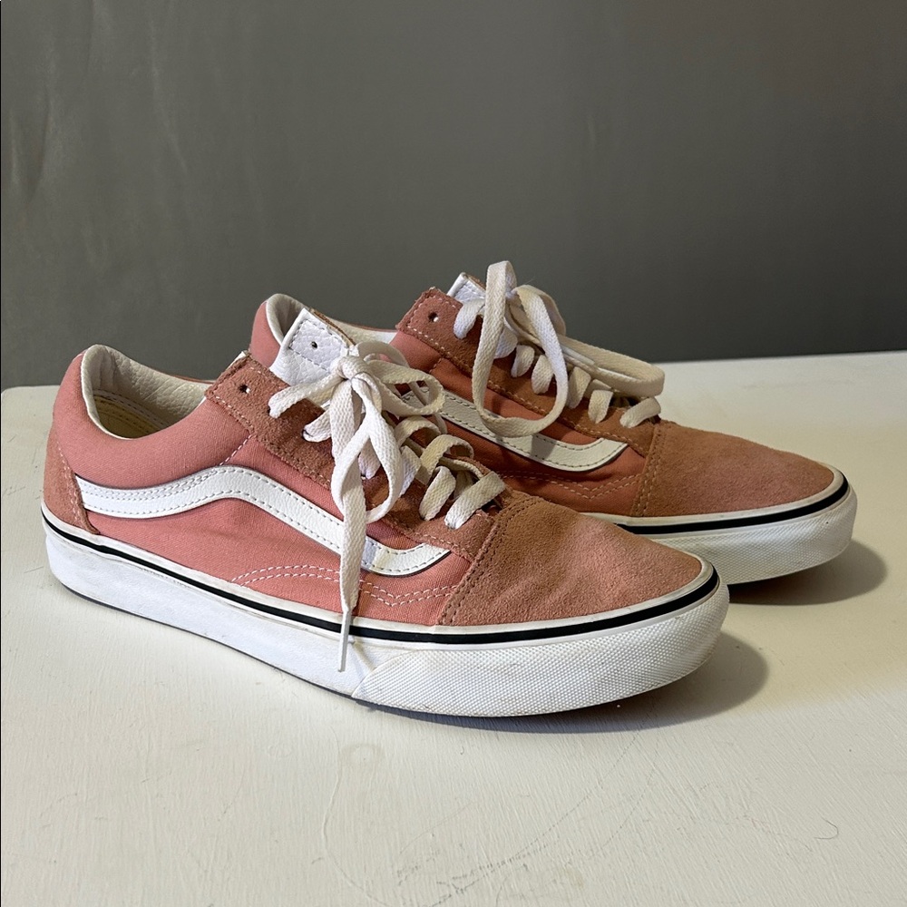 Vans Suede Pink and White Low-Top Sneakers